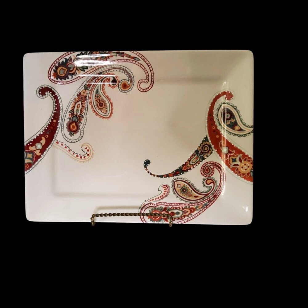 16" Rectangular Serving Platter Misto Multi Paisley by Tabletops Unlimited VTG